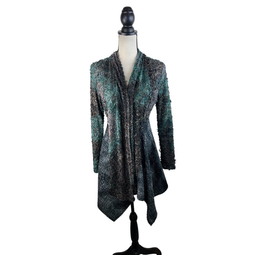 Textured Long-Sleeve Cardigan With Gradient Fairy Grunge Artsy S
